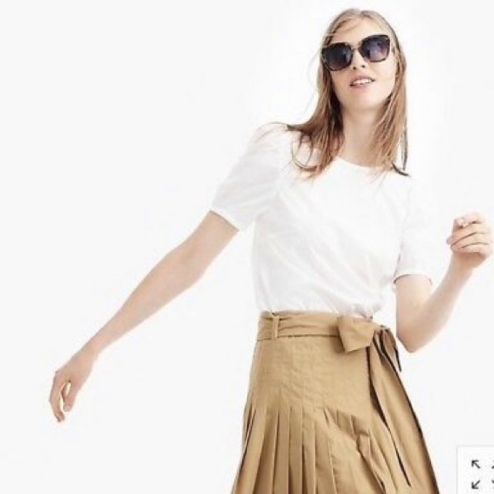 J Crew poplin white cotton blouse | puffed sleeve